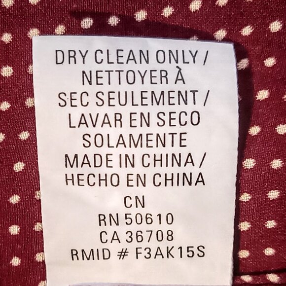 AK Anne Klein Burgundy Polka Dot Silk Blouse - Picture 6 of 6